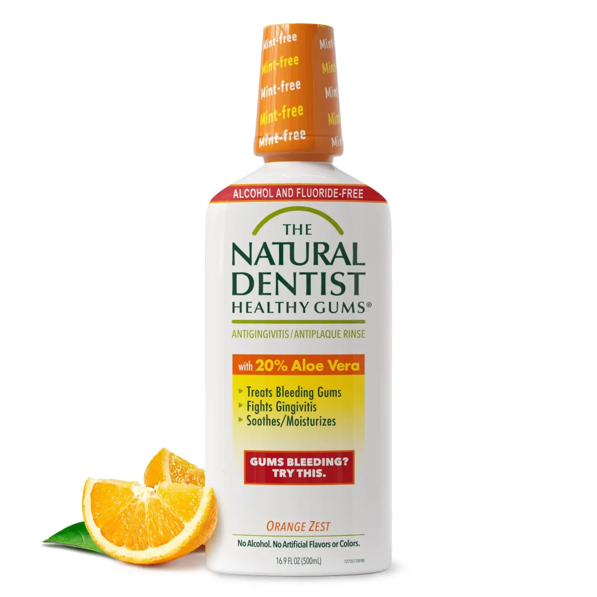The Natural Dentist Orange Zest Mouthwash 498ml (16.9 Fl Oz) | Alcohol & Fluoride-Free Daily Rinse - main product image