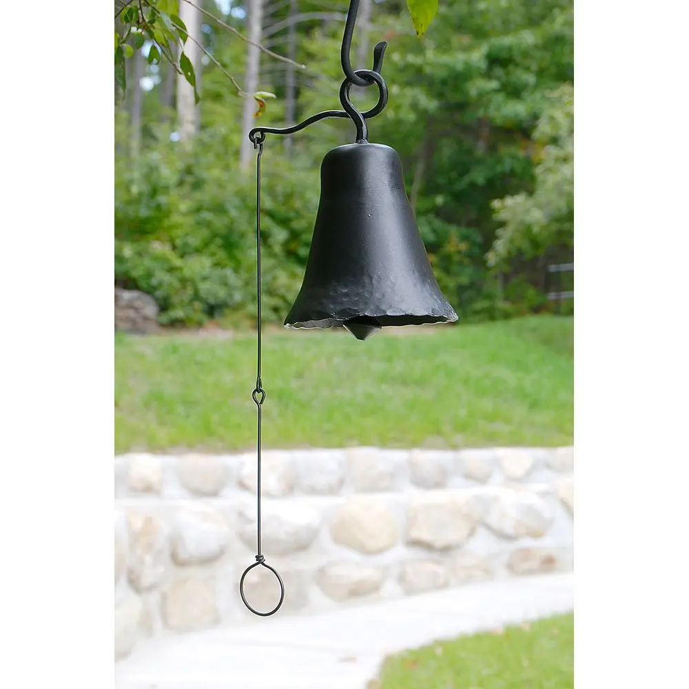 Achla Designs Wrought Iron Bell, Medium | Hand-Forged Outdoor Wind Chime in Graphite Finish - view 2