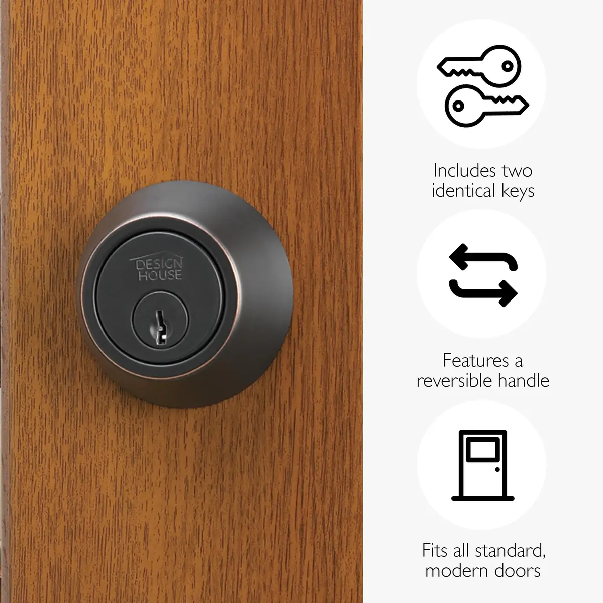 Design House Pro Series Single Cylinder Deadbolt, Oil Rubbed Bronze | ANSI Grade 3 Security - view 3