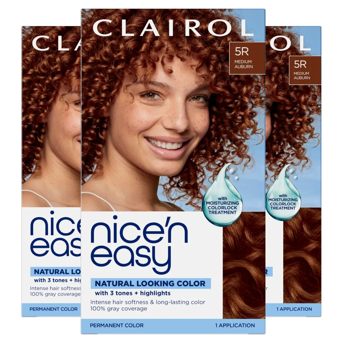 Clairol Nice'n Easy Permanent Hair Dye 5R Medium Auburn | 6.26 Fl Oz (Pack of 3) - main product image