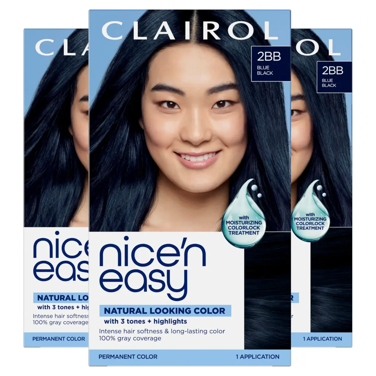 Clairol Nice'n Easy 2BB Blue Black Permanent Hair Dye - 6.26 Fl Oz (Pack of 3) - main product image