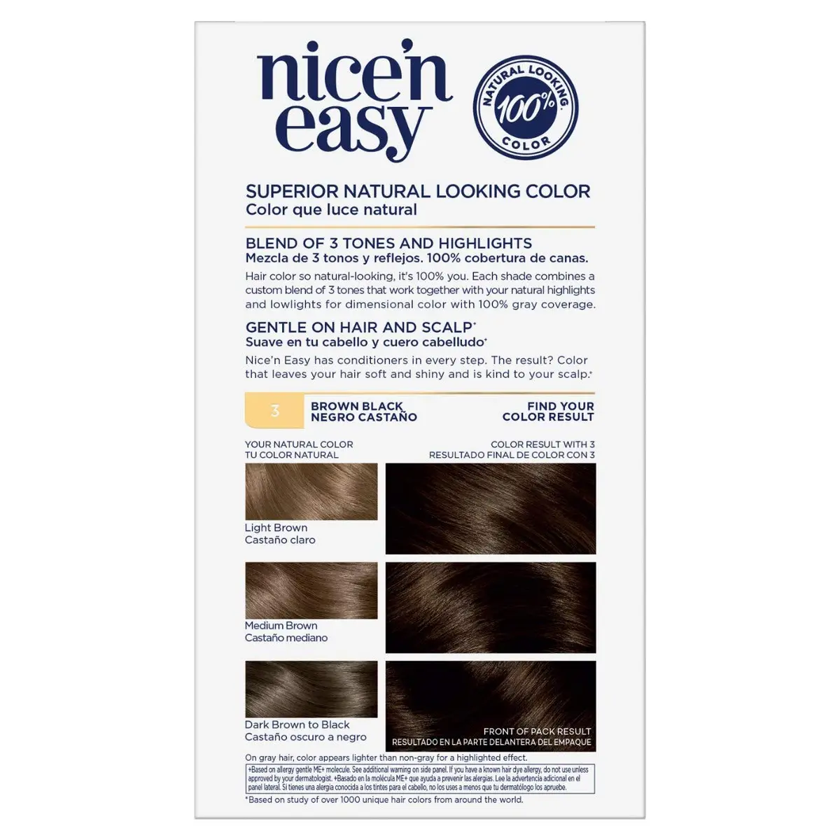 Clairol Nice'n Easy Permanent Hair Dye 3 Brown Black | Natural, Long-Lasting, 100% Gray Coverage - view 2