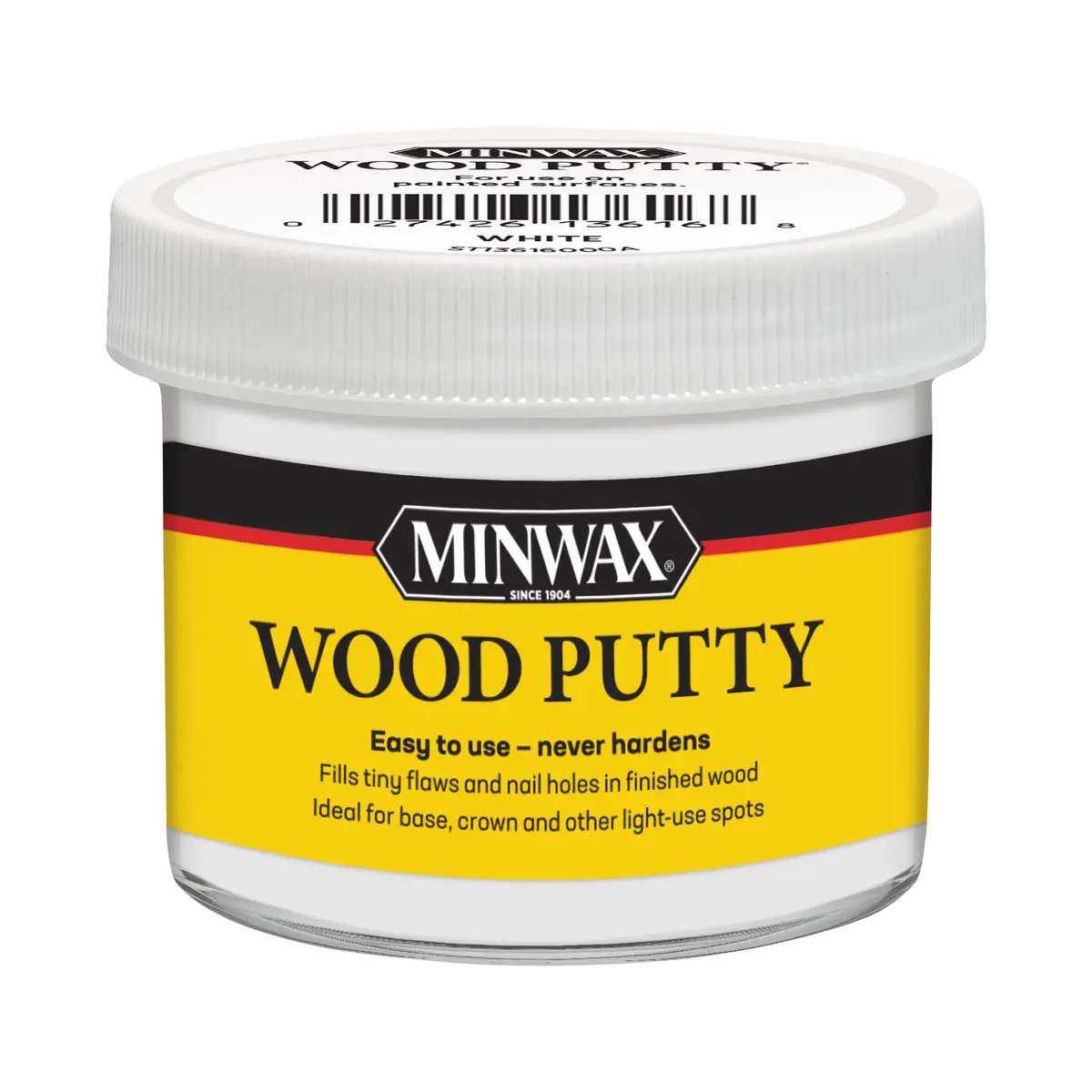 Minwax Wood Putty, White, 3.75 oz | Non-Hardening, Color-Matched Repair - main product image