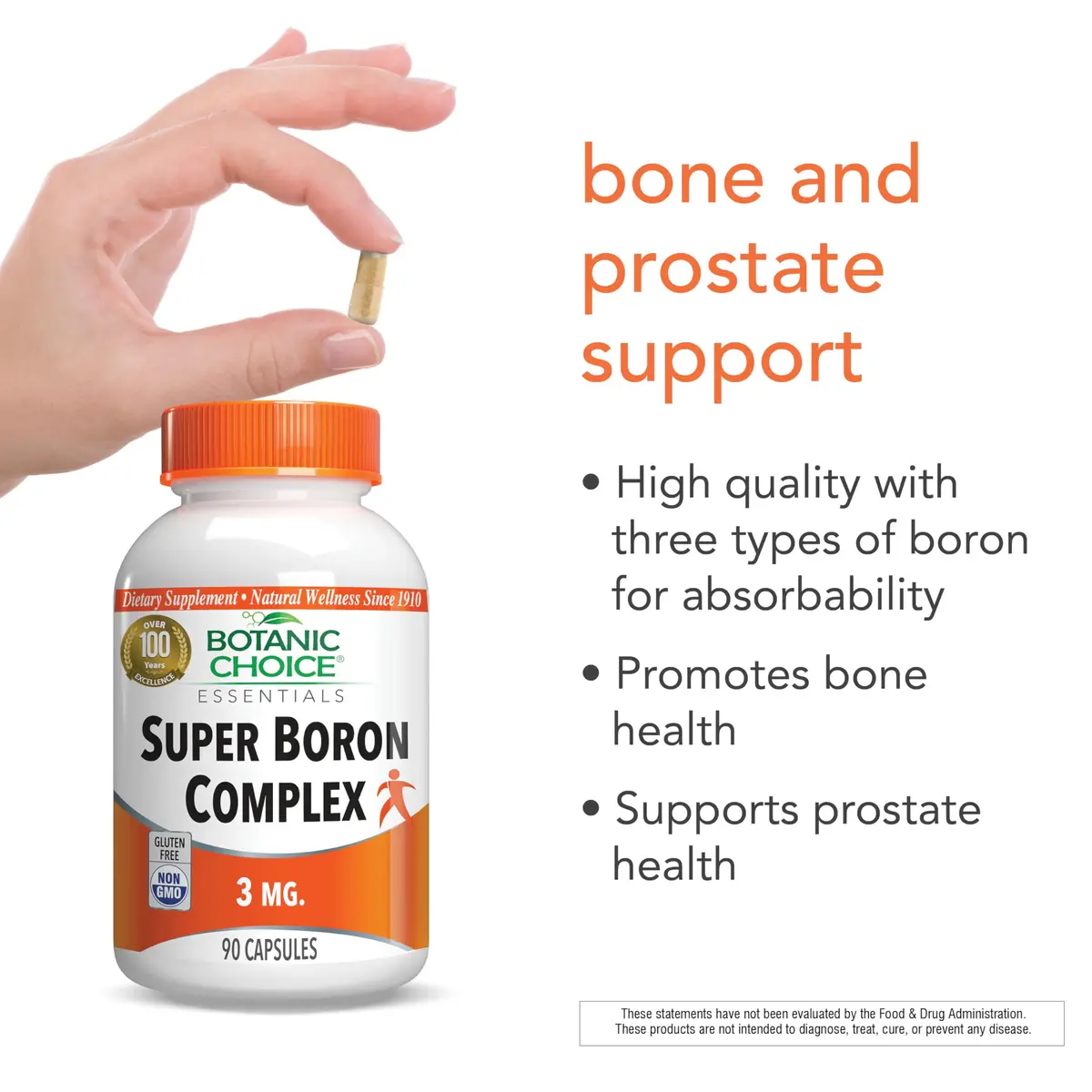 Botanic Choice Super Boron Complex 3mg Bone Support Supplement, 90 Capsules | Supports Bone & Prostate Health - view 4