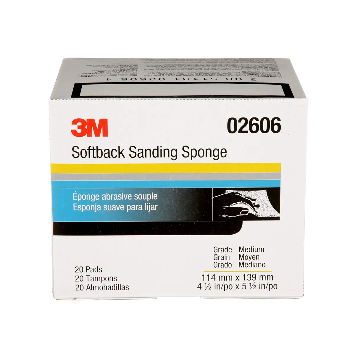 3M Softback Sanding Sponge 02606 4.5 x 5.5 in | Flexible, Long-Lasting, Precise Hand Sanding - view 4