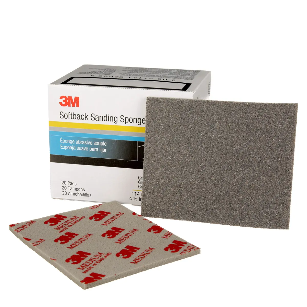 3M Softback Sanding Sponge 02606 4.5 x 5.5 in | Flexible, Long-Lasting, Precise Hand Sanding - main product image