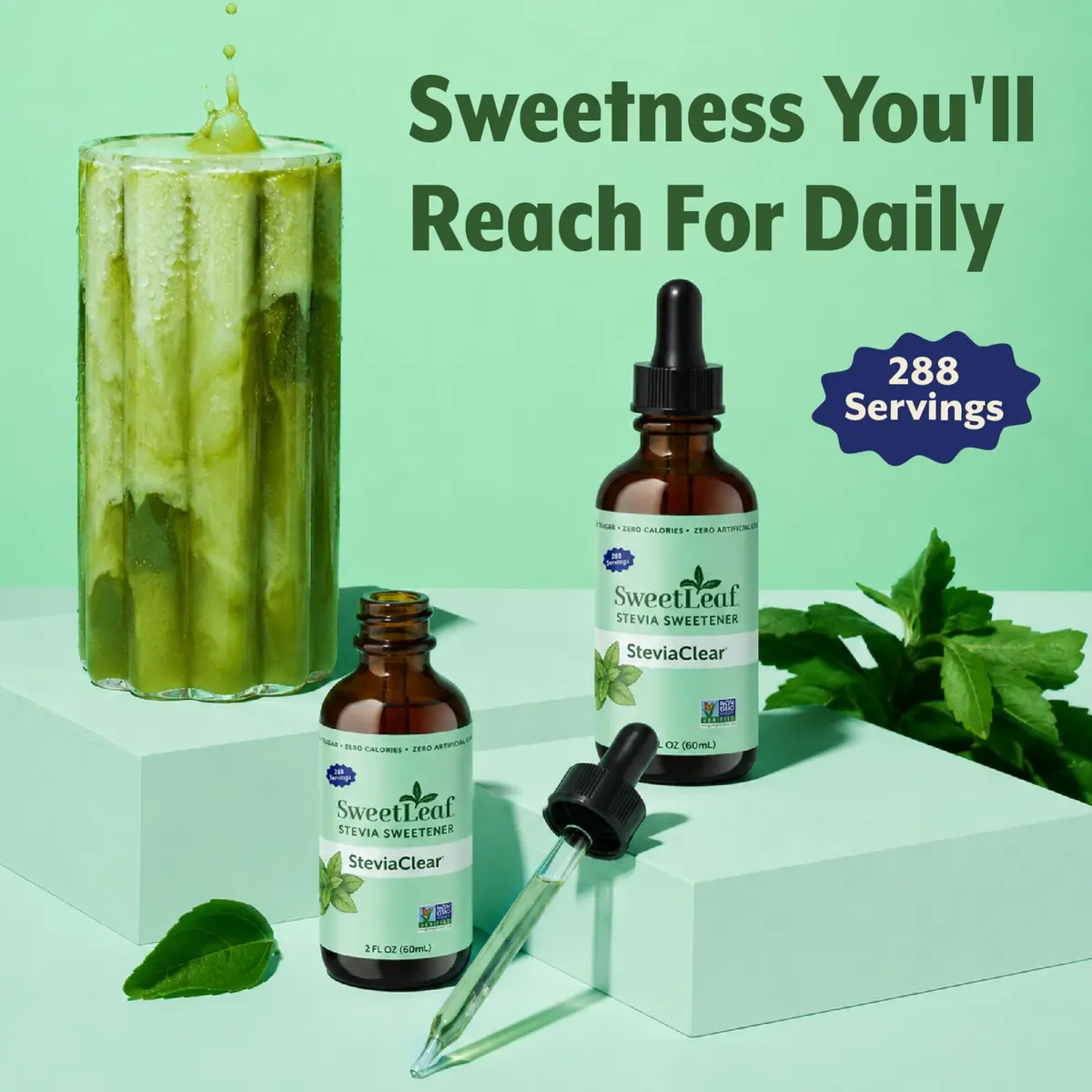 SweetLeaf Stevia Drops Liquid Sweetener, SteviaClear 2 Fl Oz Pack of 2 | Zero Calorie Sugar Substitute - view 8