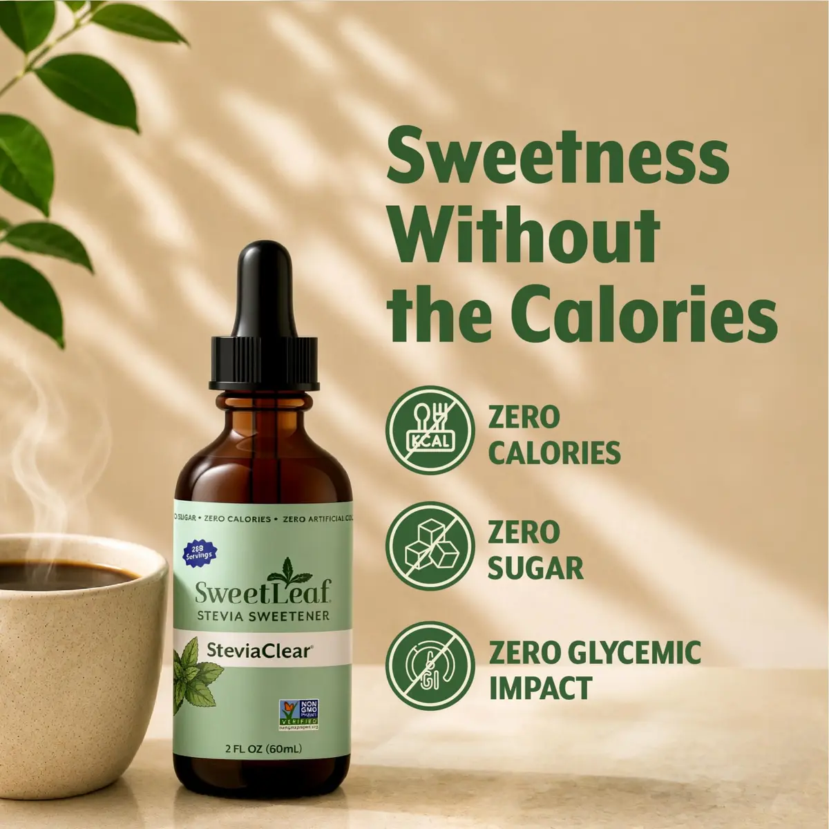 SweetLeaf Stevia Drops Liquid Sweetener, SteviaClear 2 Fl Oz Pack of 2 | Zero Calorie Sugar Substitute - view 4