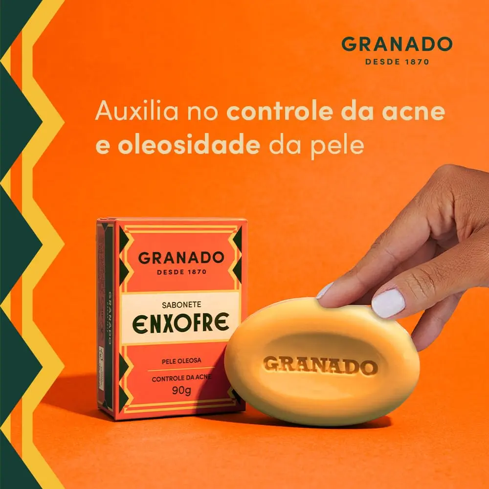 Granado Sulfur Soap Sabonete Enxofre 90g | Natural Sulfur for Acne & Skin Irritations - view 3