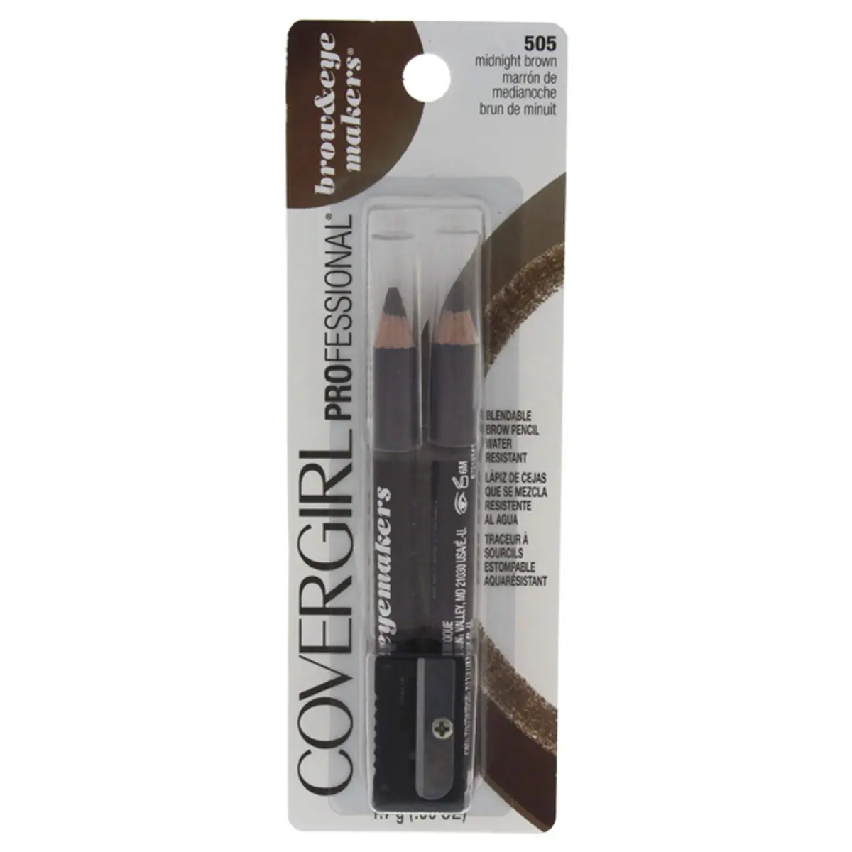 COVERGIRL Easy Breezy Brow Fill + Define Brow Pencil 505 Rich Brown | Long-Lasting, Blendable, Cruelty-Free (70-120 chars) - main product image