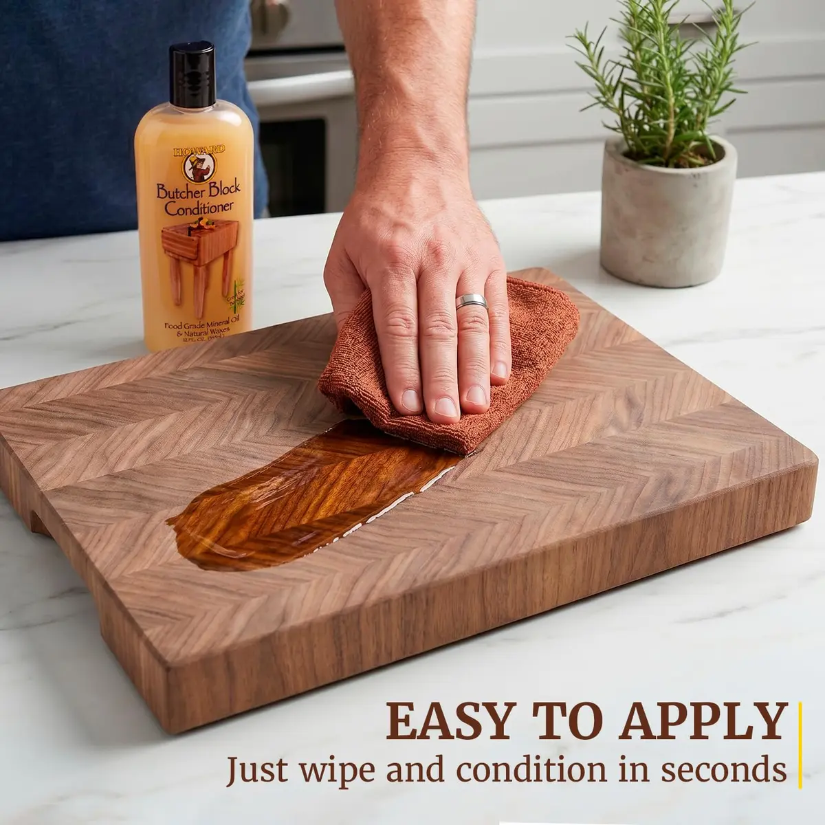 Howard Butcher Block Conditioner & Food Grade Mineral Oil 12 Fl Oz | Revitalizes & Protects Wooden Kitchenware - view 3