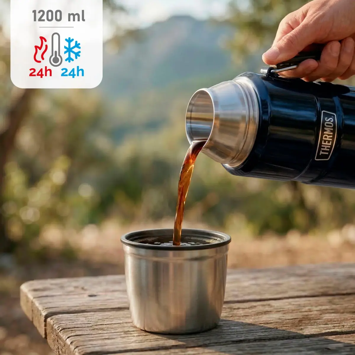 Thermos Stainless King Midnight Blue Travel Flask 1.2L (40.6 Oz) | Keeps Hot 24 Hrs, Cold 24 Hrs - view 2