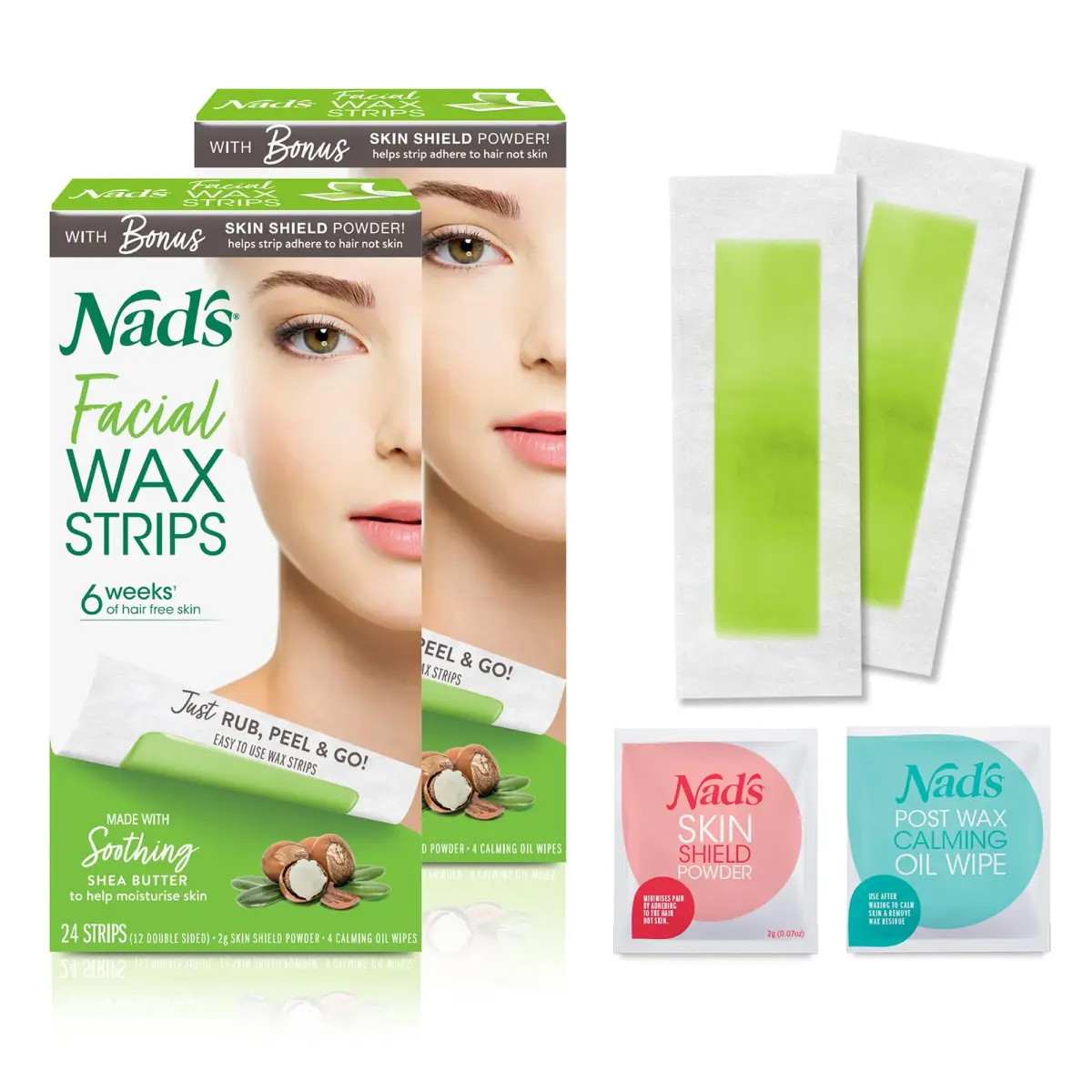 Nad's Facial Wax Strips Fragrance Free 48 Count (24 Count Each) | Gentle Hair Removal for Face - main product image