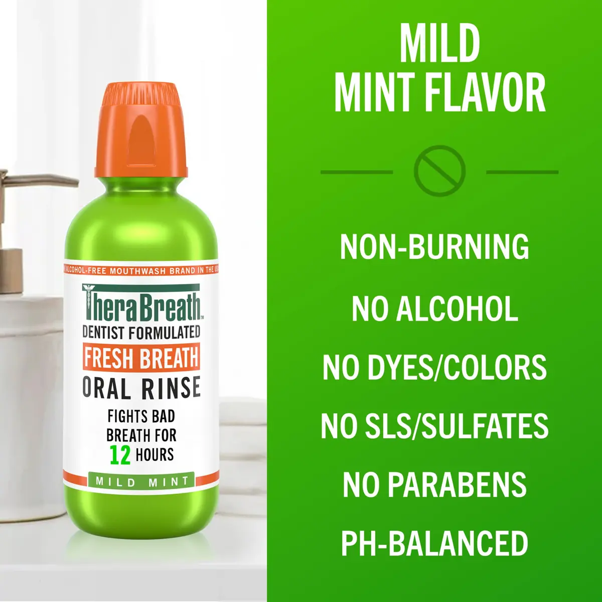 TheraBreath Fresh Breath Mouthwash, Mild Mint Flavor, Alcohol-Free, 16 Fl Oz (2-Pack) | Clinically Proven 24-Hour Freshness - view 5
