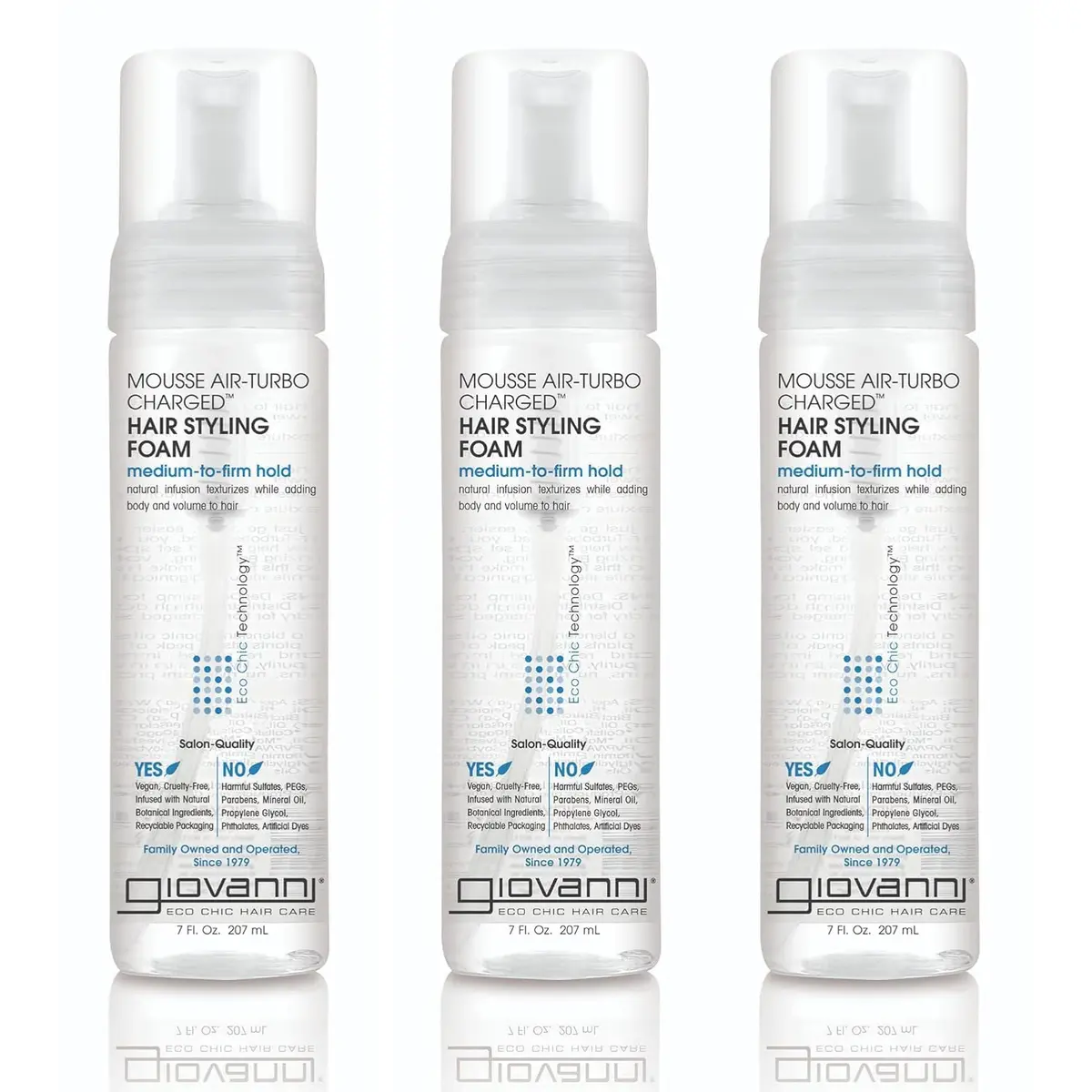GIOVANNI Mousse Air-Turbo Charged Hair Styling Foam 207ml (7 Fl Oz) Pack of 3 | Adds Volume, Texture & Body - main product image