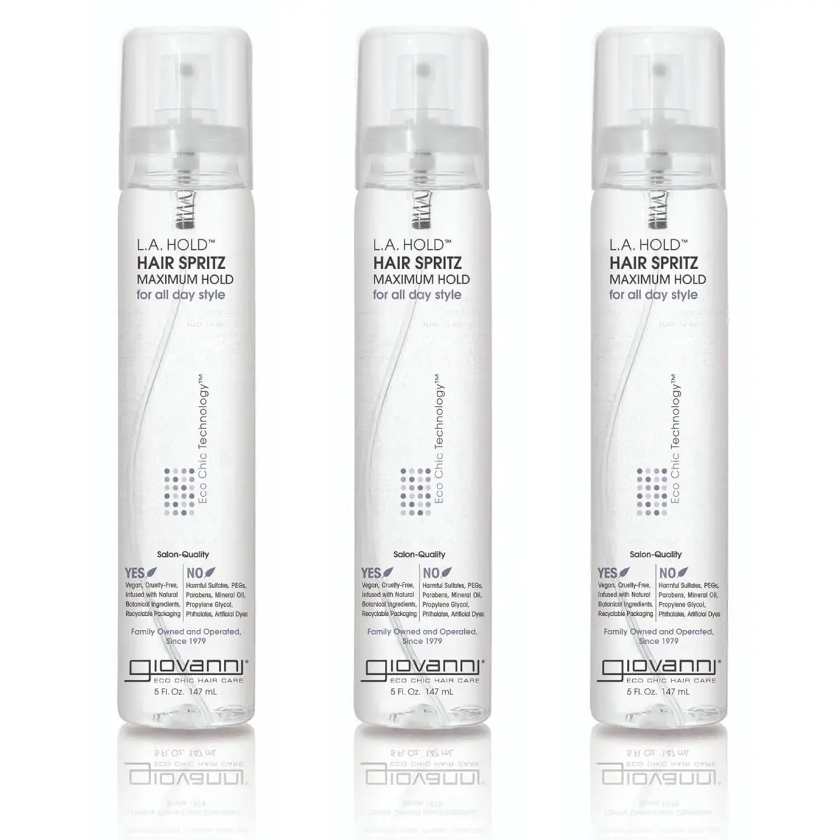GIOVANNI L.A. Hold Hair Spritz, Lightweight, 147ml (5 Fl Oz) — Pack of 3 | Firm Hold Styling Spray - main product image