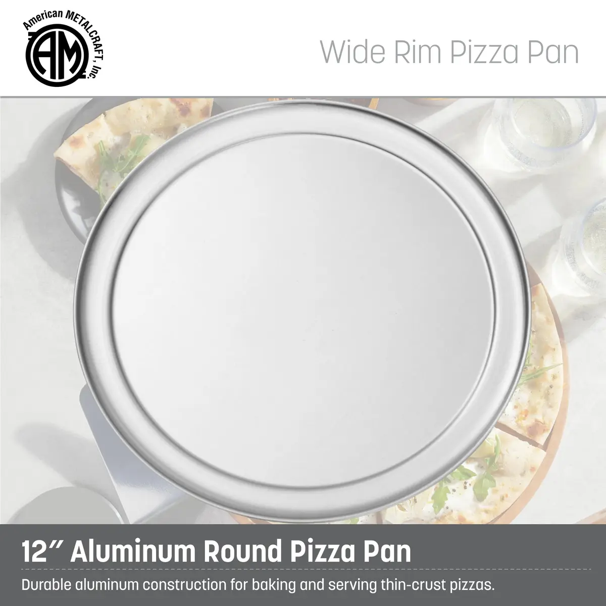 American Metalcraft TP12 12-Inch Aluminum Pizza Pan | Durable, Even Heating, Wide Rim - view 2