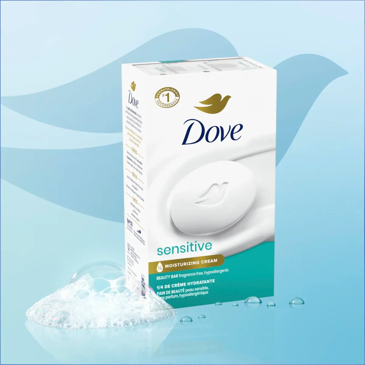 Dove Sensitive Skin Beauty Bar Soap 8 Bars, 3.75 oz Each | Fragrance-Free, Hypoallergenic, Dermatologist Recommended - view 6