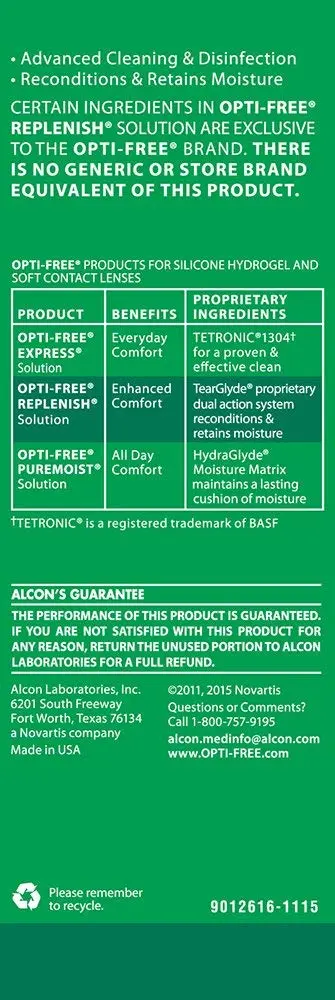 Opti-Free Replenish Multi-Purpose Disinfecting Solution with Lens Case (Pack of 4) | Long-Lasting Moisture & Disinfection - view 2