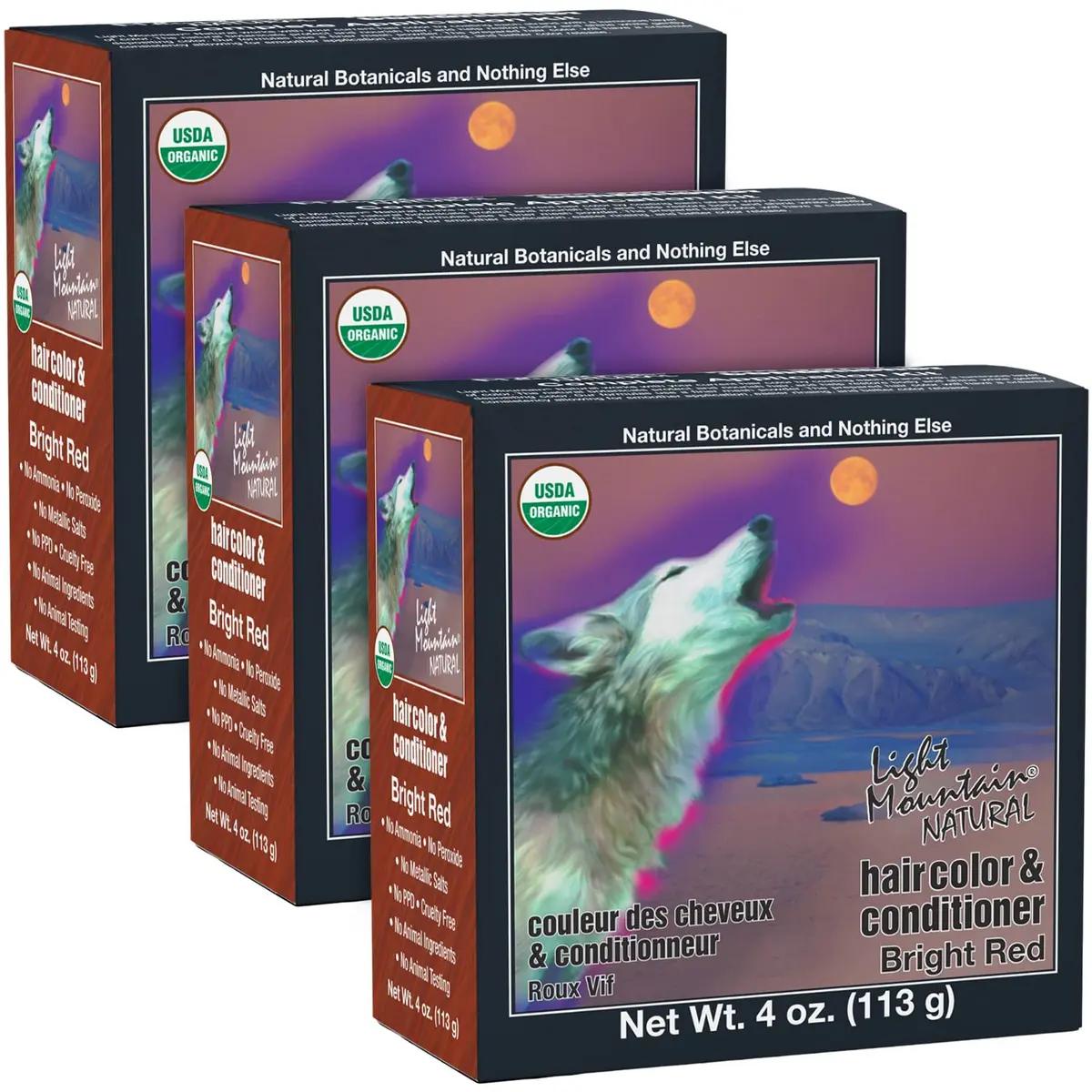 Light Mountain Henna Hair Color, Bright Red 4 Oz | Organic, Ammonia-Free, Vegan - main product image