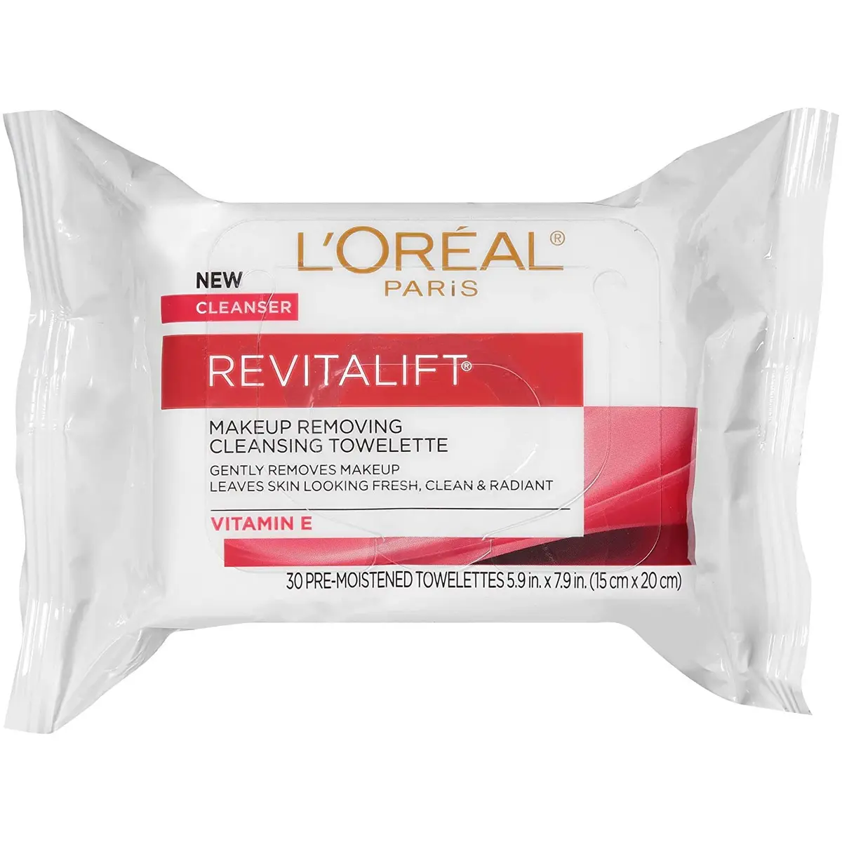 L'Oreal Paris Revitalift Makeup Removing Wipes with Vitamin E | Gentle, Waterproof & Longwear Cleansing (30 Count) - main product image