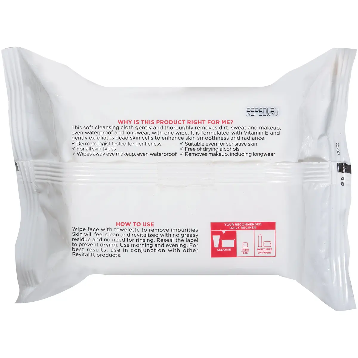 L'Oreal Paris Revitalift Makeup Removing Wipes with Vitamin E | Gentle, Waterproof & Longwear Cleansing (30 Count) - view 2