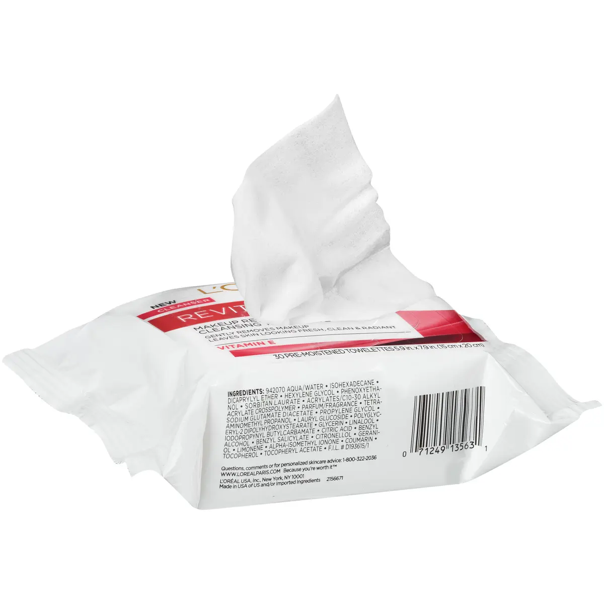 L'Oreal Paris Revitalift Makeup Removing Wipes with Vitamin E | Gentle, Waterproof & Longwear Cleansing (30 Count) - view 3