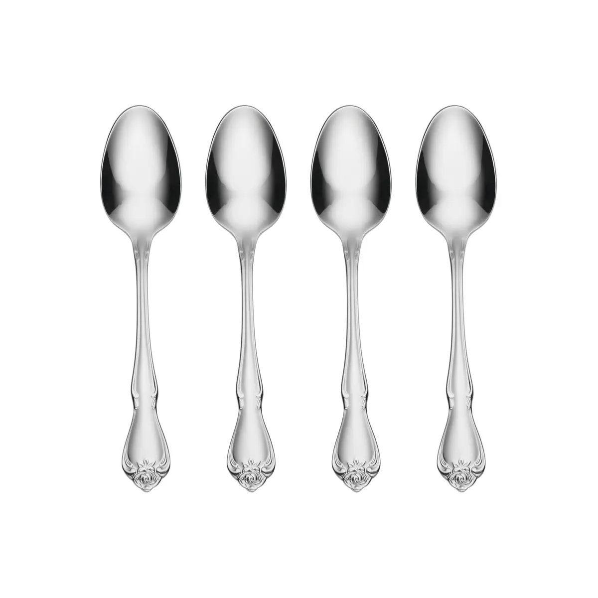 Oneida True Rose Teaspoons Silverware Set for 4 | Vintage Design, Dishwasher Safe - main product image