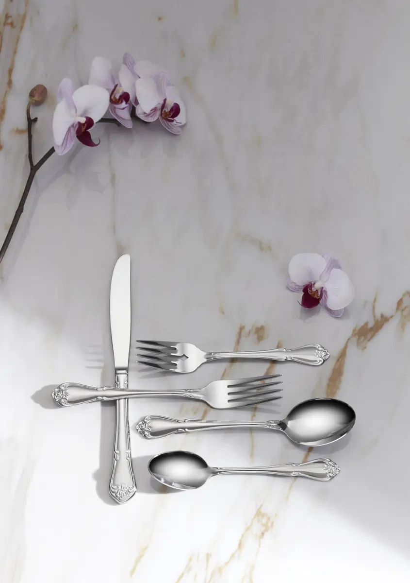 Oneida True Rose Teaspoons Silverware Set for 4 | Vintage Design, Dishwasher Safe - view 4