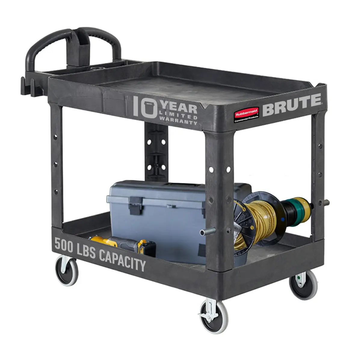 Rubbermaid Commercial Products Brute Med 2-Shelf Utility Cart, 226.8kg (500lb) | Heavy-Duty Mobile Storage - main product image