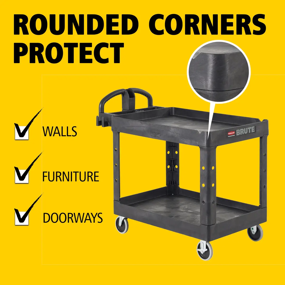 Rubbermaid Commercial Products Brute Med 2-Shelf Utility Cart, 226.8kg (500lb) | Heavy-Duty Mobile Storage - view 5