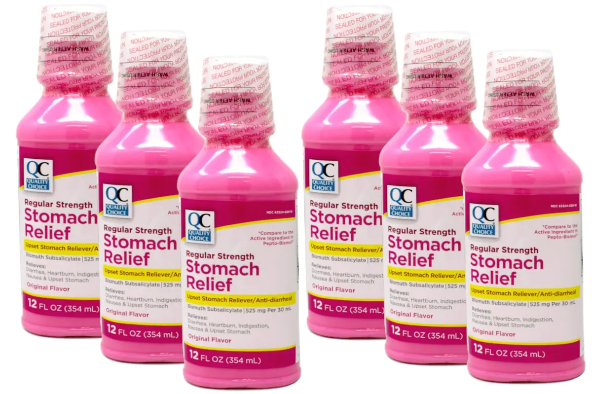 Quality Choice Stomach Relief 12 fl oz (Pack of 6) | Fast Relief for Upset Stomach & Diarrhea - main product image