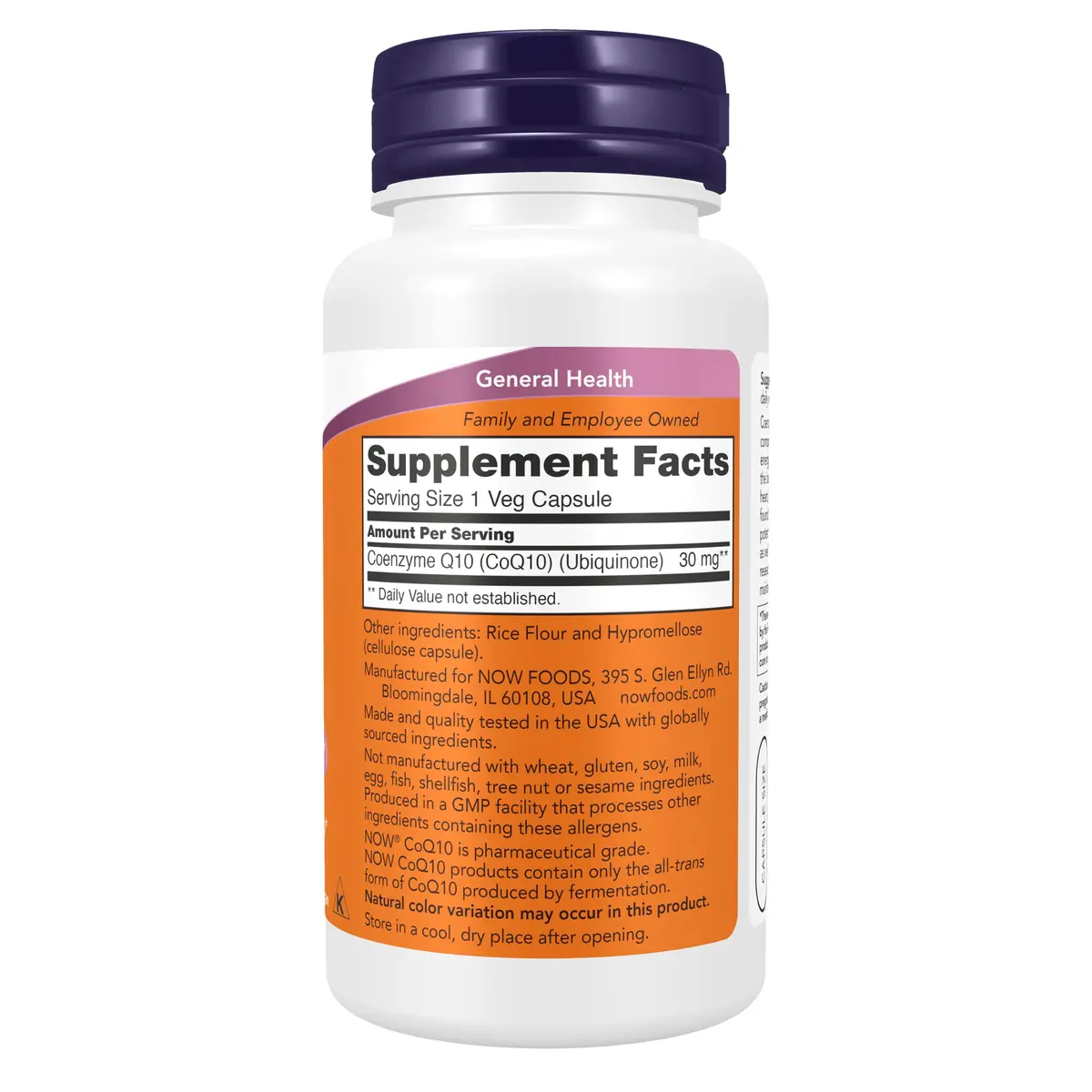 NOW CoQ10 30 mg Pharmaceutical Grade 60 Veg Caps | Supports Heart & Cellular Energy - view 2