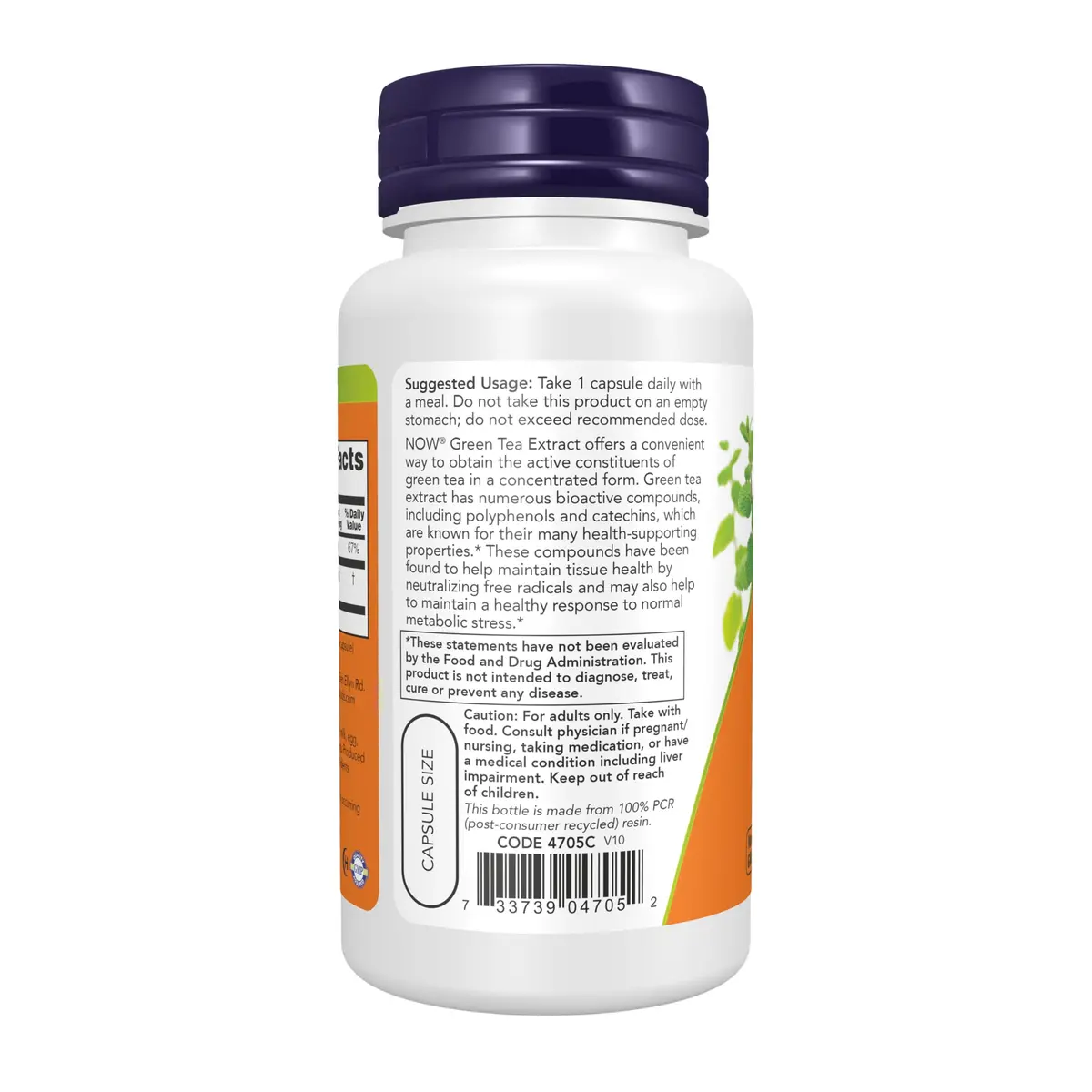 NOW Green Tea Extract 400 mg with Vitamin C | Antioxidant & Cellular Support (110 characters) - view 3