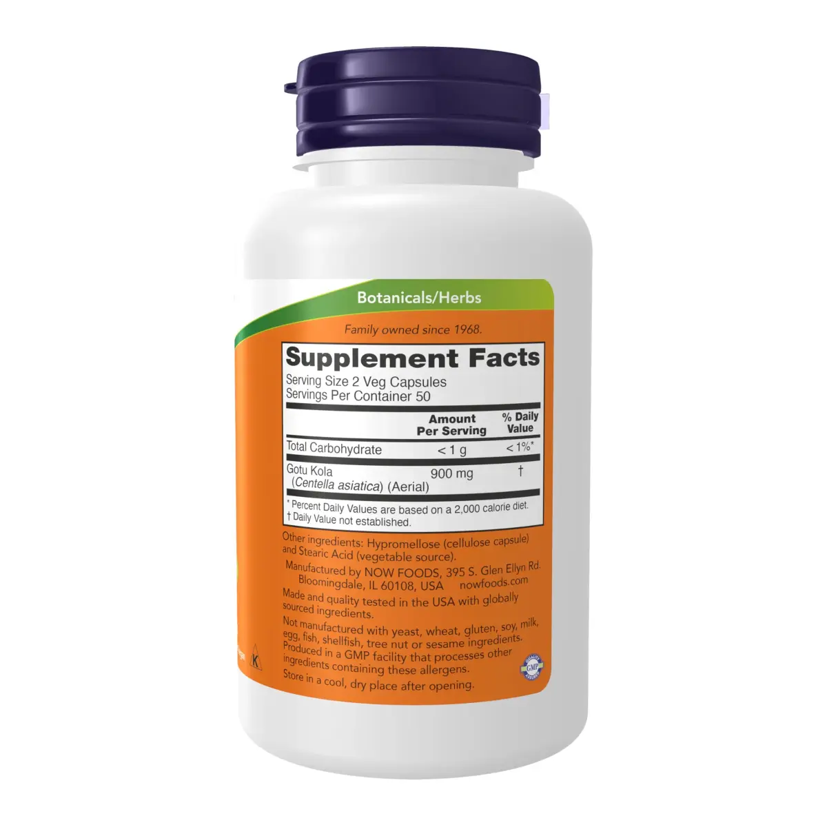 NOW Foods Gotu Kola Herbal Supplement 450 mg 100 Veg Capsules | Supports Focus & Memory - view 2