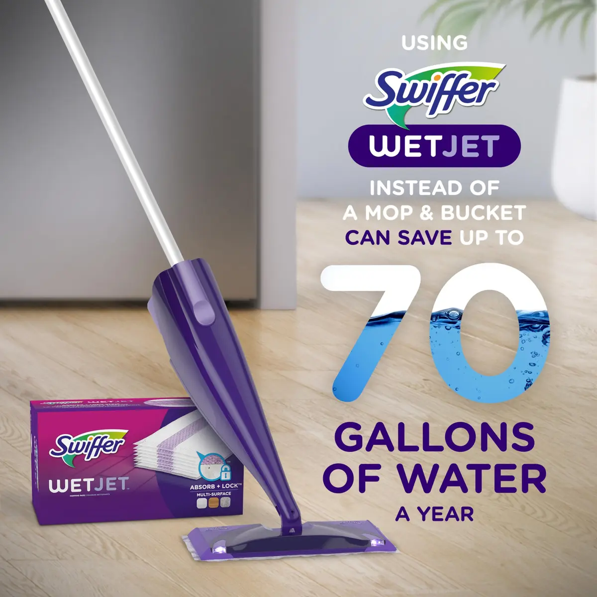 Swiffer WetJet Hardwood Floor Cleaner Spray Mop Pad Refill 24 Count | Absorb + Lock Strip for Efficient Cleaning - view 6