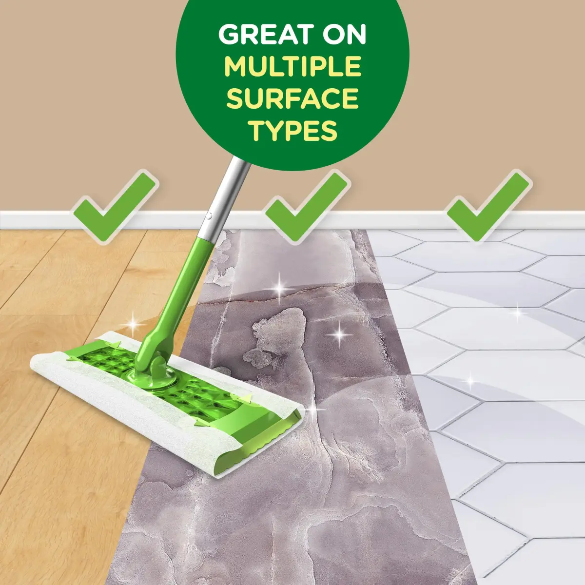 Swiffer Sweep + Mop Dry Pads Refill 32ct (96 Total Cloths) | Traps Dirt & Dust Better Than a Broom - view 6
