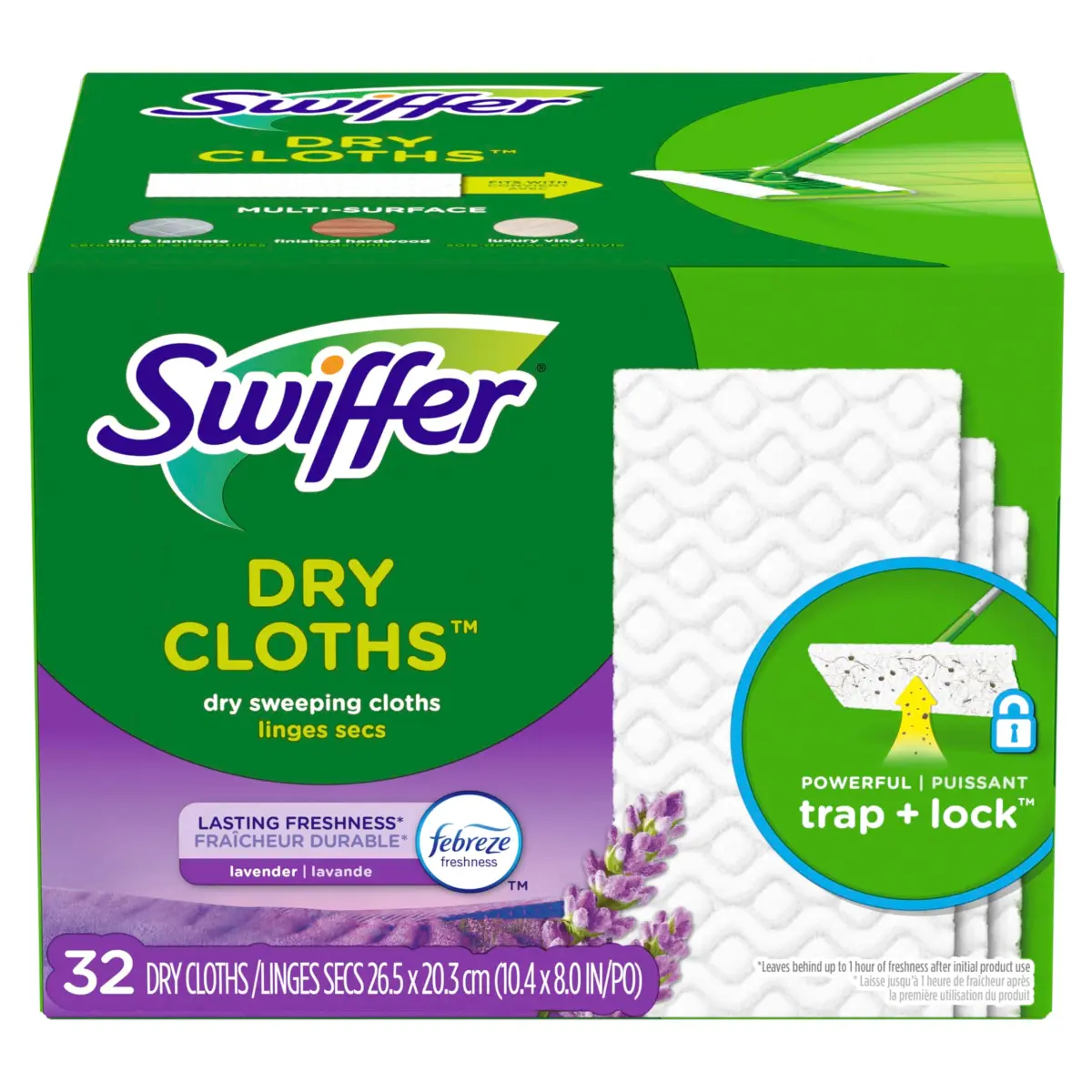 Swiffer Sweep + Mop Dry Pads Refill 32ct (96 Total Cloths) | Traps Dirt & Dust Better Than a Broom - main product image