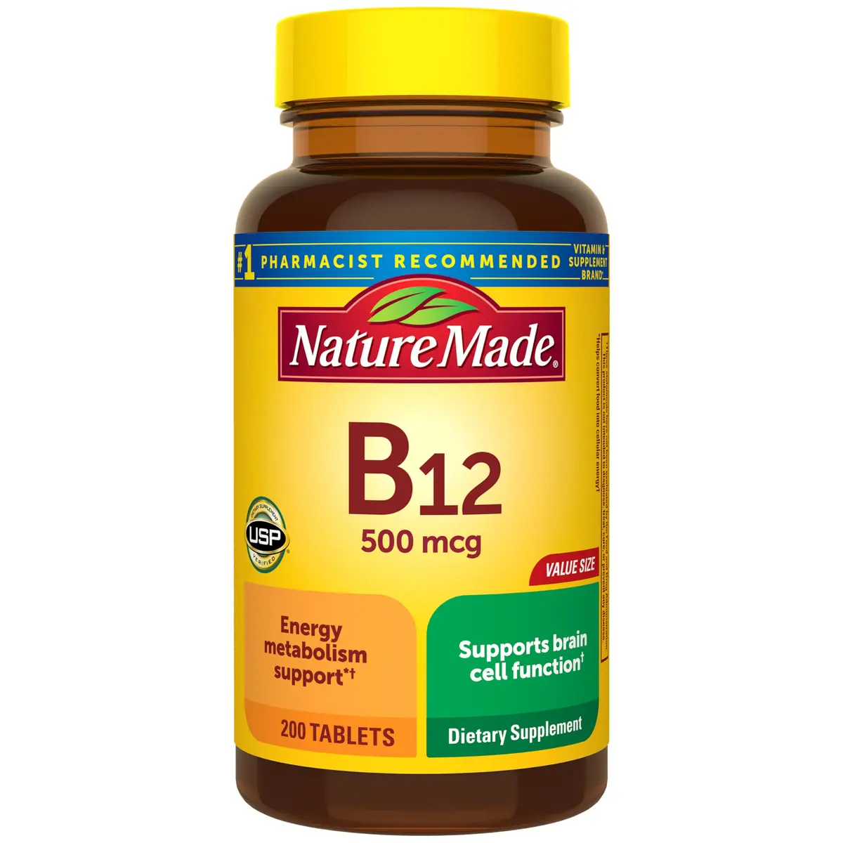 Nature Made Vitamin B12 500 mcg Tablets | Energy Metabolism Support, 200 Count - main product image