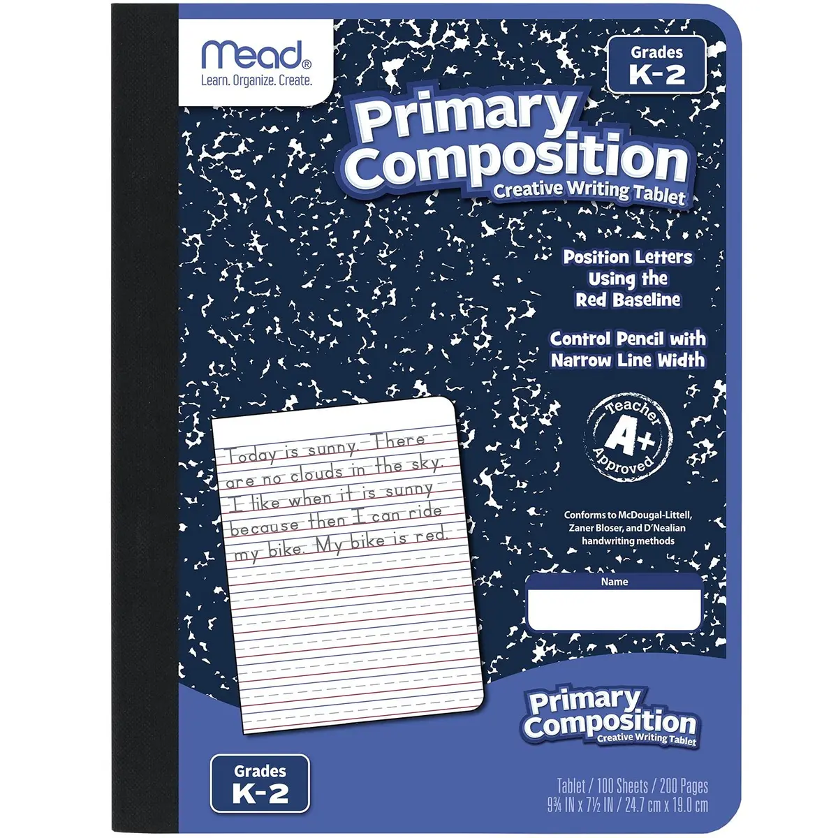 Mead Primary Composition Book, Grades K-2, 100 Sheets (7.5" x 9.75") | Primary Ruled Journal with Manuscript Alphabet - main product image