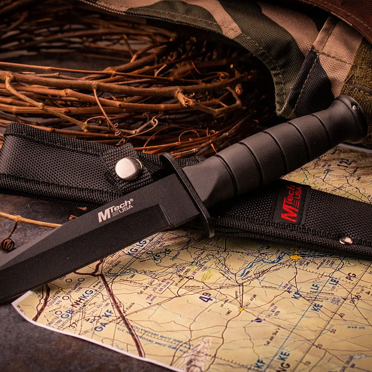 MTECH USA MT-113 Rescue Team Fixed Blade Survival Knife, 10.3" Overall, Black Tanto Blade - view 2