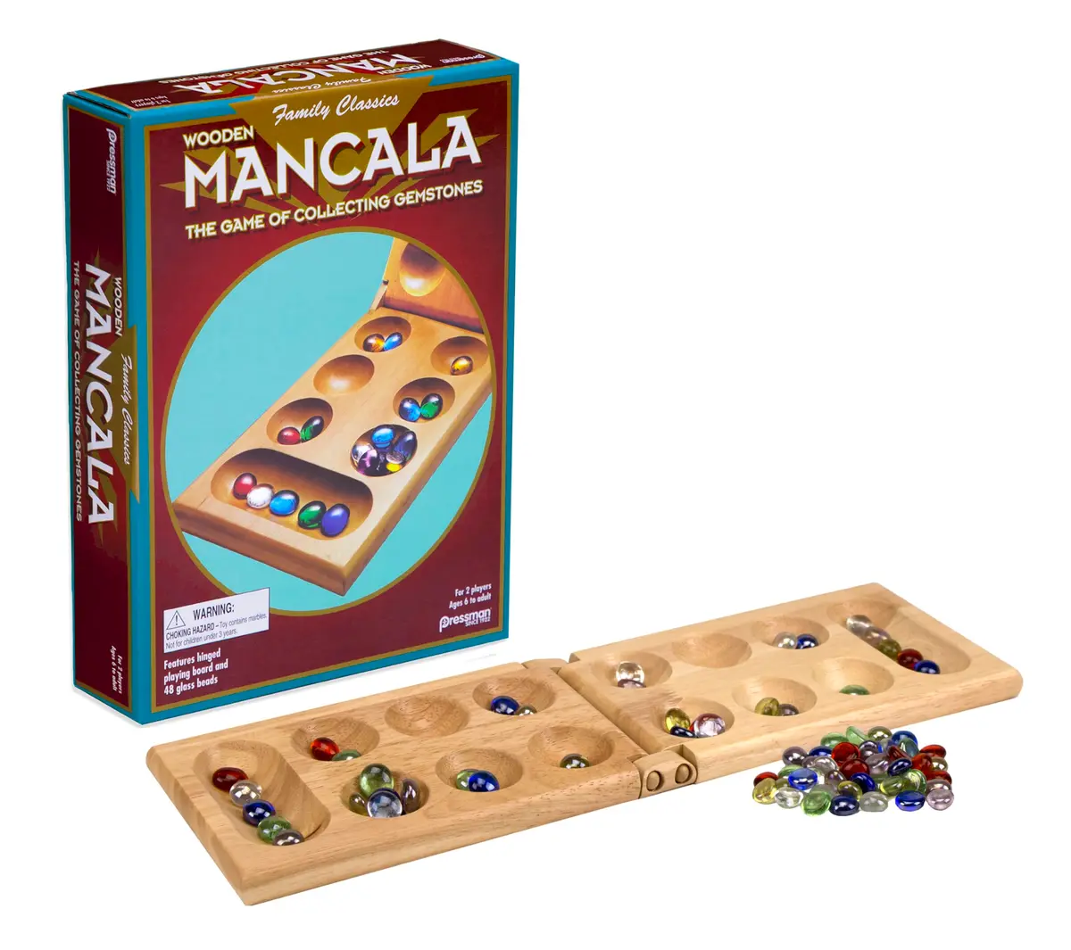 Pressman Mancala Board Game Folding Wooden Classic Strategy Game 68.58 cm x 43.18 cm | Fun Tabletop Game for Adults & Kids - main product image