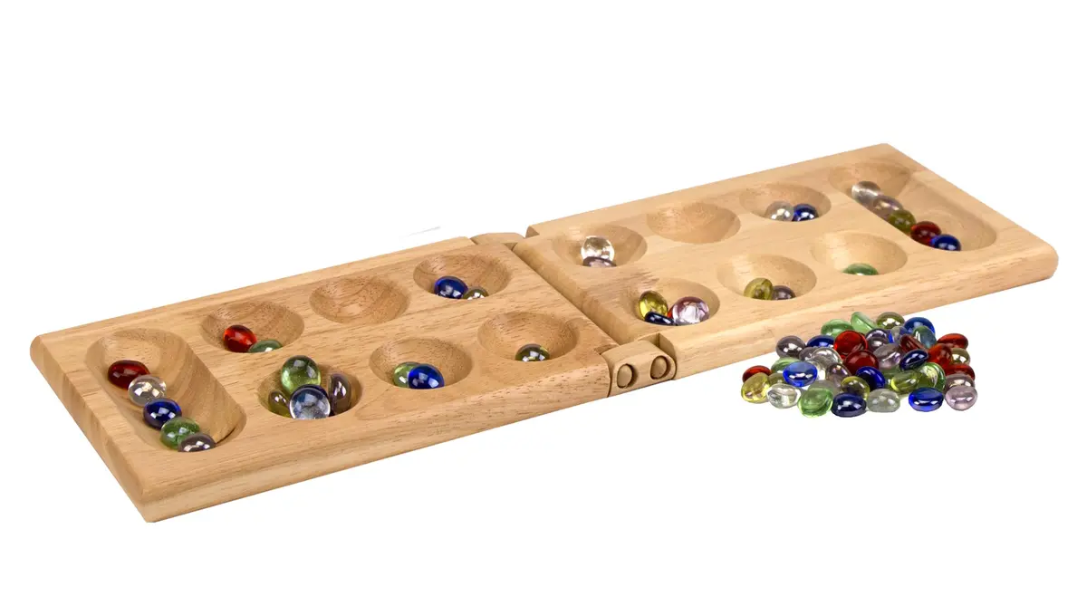 Pressman Mancala Board Game Folding Wooden Classic Strategy Game 68.58 cm x 43.18 cm | Fun Tabletop Game for Adults & Kids - view 3