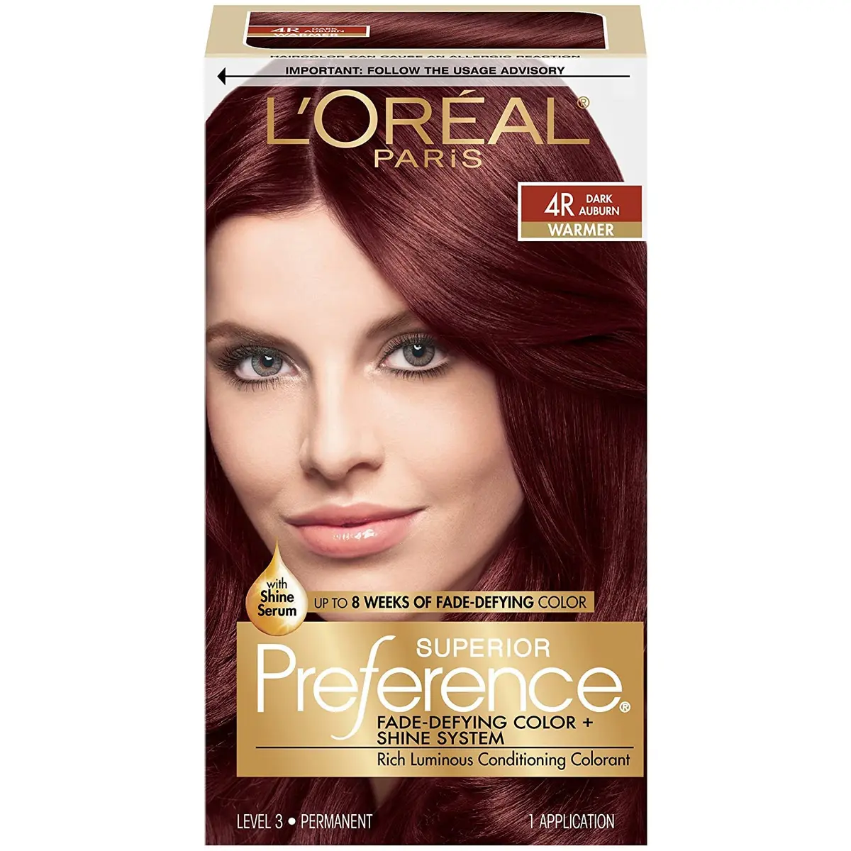 L'Oreal Paris Superior Preference 4R Dark Auburn | Fade-Defying Permanent Hair Color (70-120 chars) - main product image