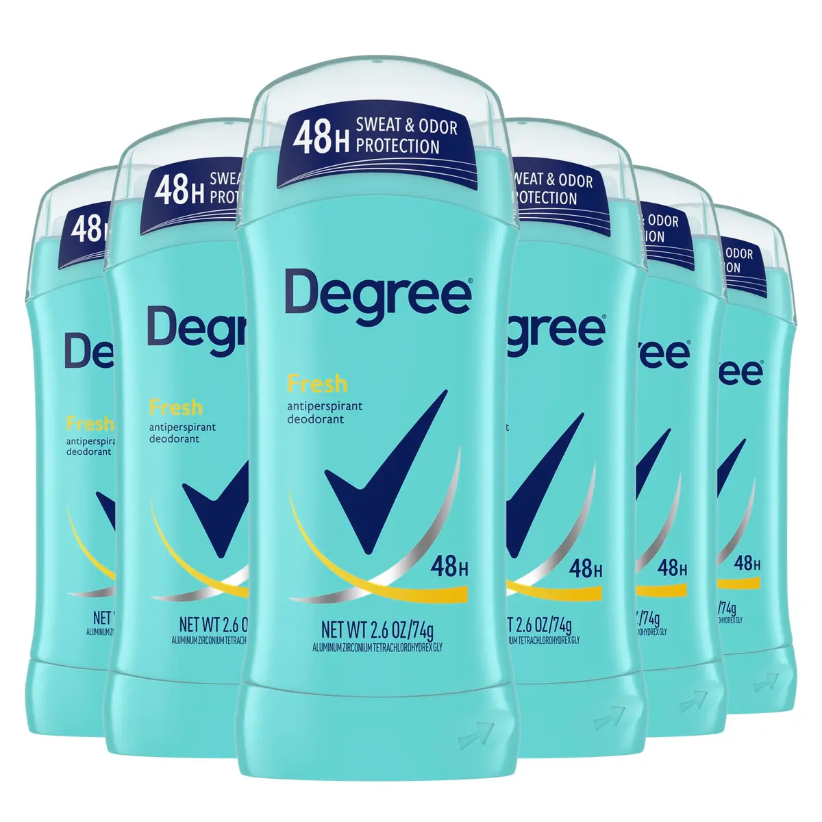 Degree Fresh Antiperspirant Deodorant for Women 2.6 oz Pack of 6 | 48-Hour Sweat & Odor Protection - main product image