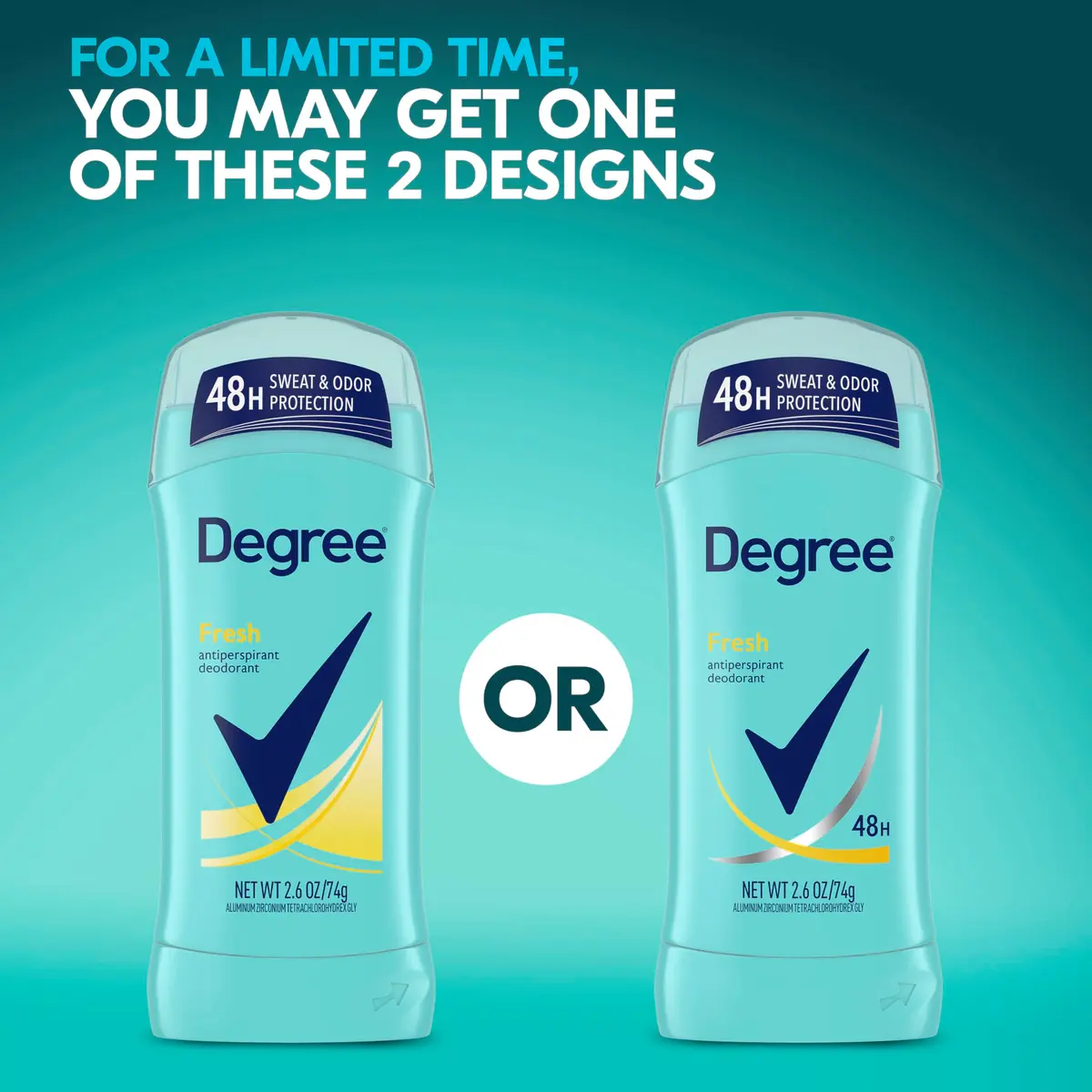 Degree Fresh Antiperspirant Deodorant for Women 2.6 oz Pack of 6 | 48-Hour Sweat & Odor Protection - view 2