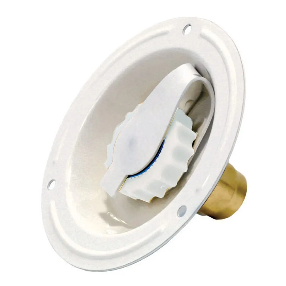 Valterra Lead-Free Recessed Water Inlet 2-3/4" FPT Colonial White | Brass Check Valve & Garden Swivel - main product image