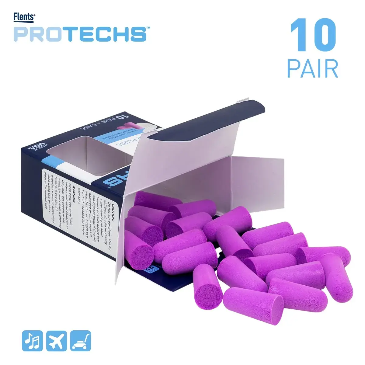 Flents Protechs Quiet Time Foam Ear Plugs NRR 33 | 10 Pair Purple - view 2