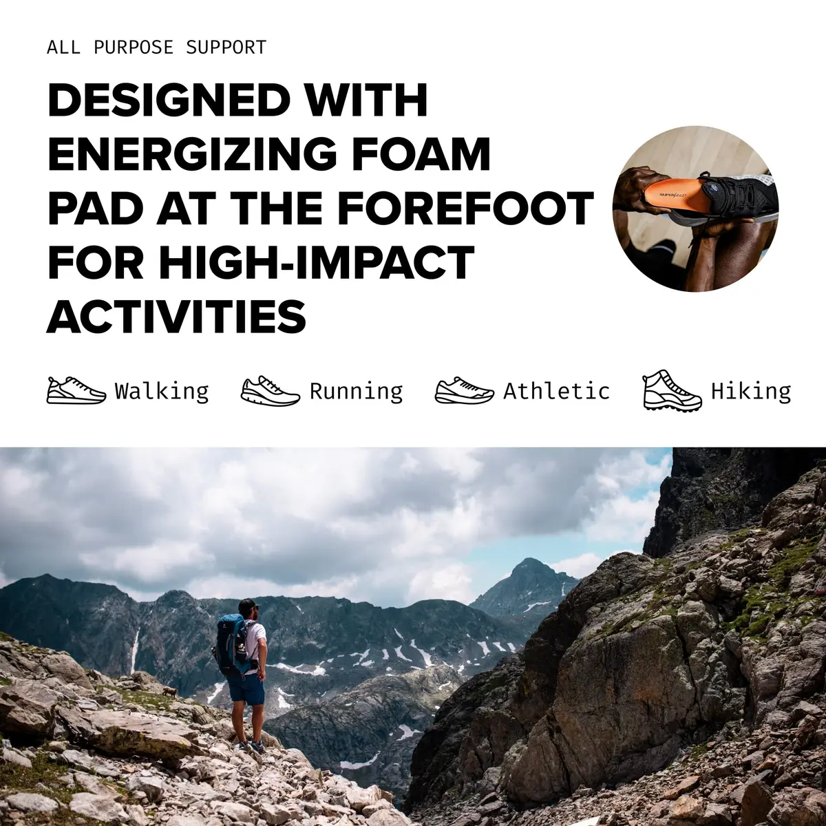Superfeet All-Purpose High Impact Support Insoles (Orange) - Trim-to-Fit Orthotic Arch Support Shoe Inserts - Men 11.5-13 / Women 12.5-14 | High Impact Stability - view 6