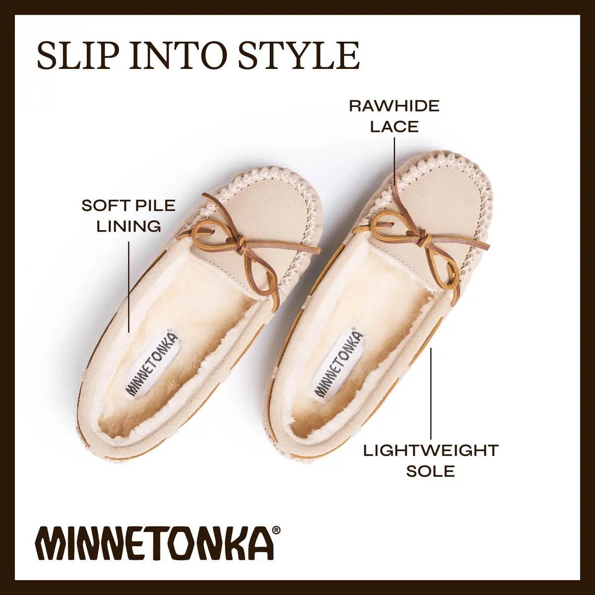 Minnetonka Cally Moccasin Slipper, Size 9 | Classic Brown Suede, Faux Fur Lining, Indoor Comfort - view 5